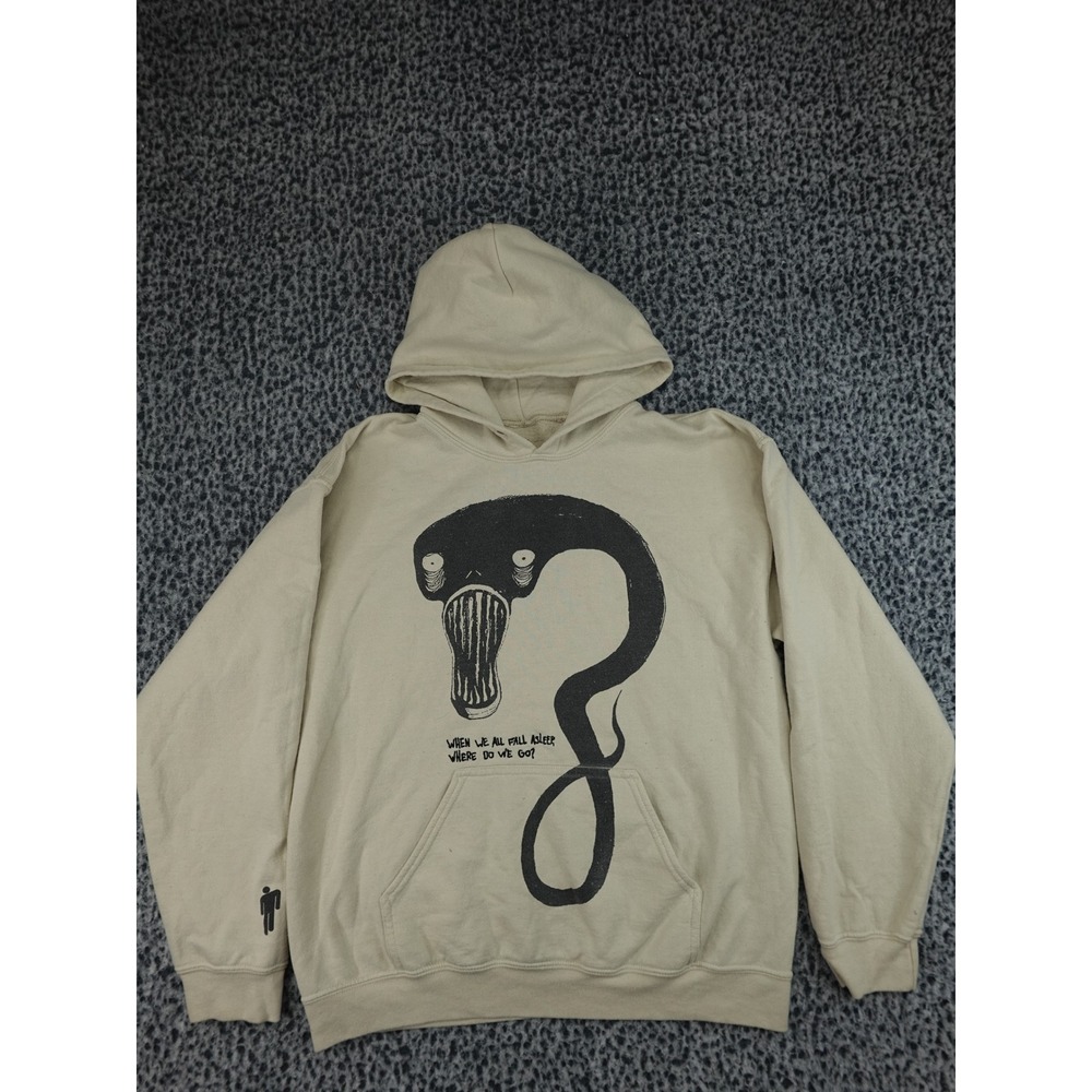 Billie Eilish Hoodie Unisex Medium Tan When We All Fall Asleep Graphic Pullover